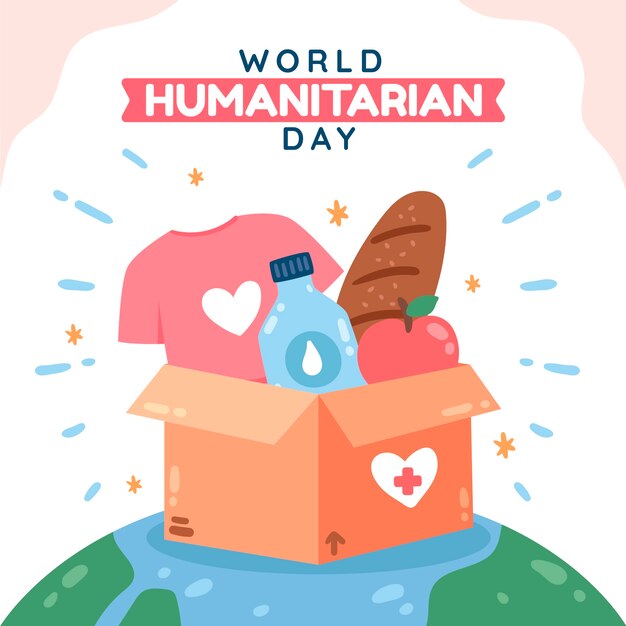 Flat world humanitarian day illustration