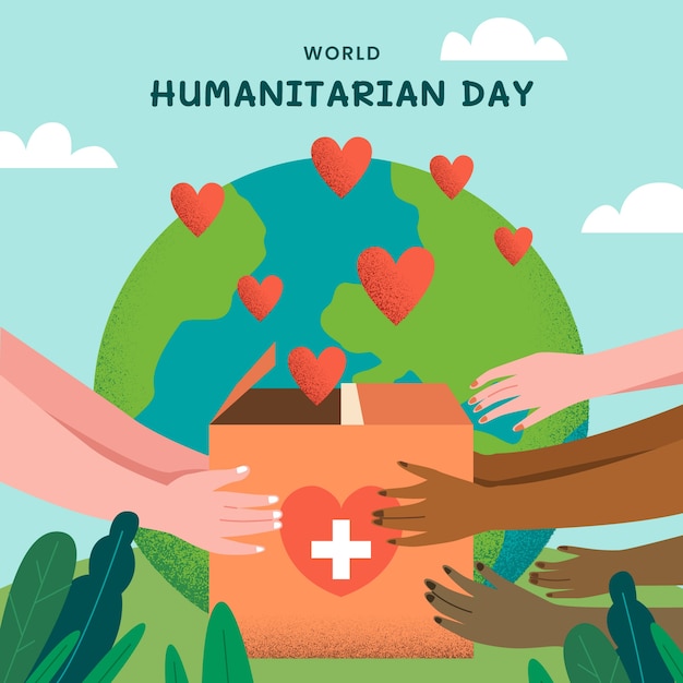Бесплатное векторное изображение Плоский всемирный гуманитарный день иллюстрация