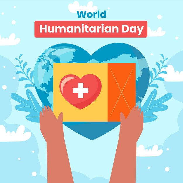 Flat world humanitarian day illustration