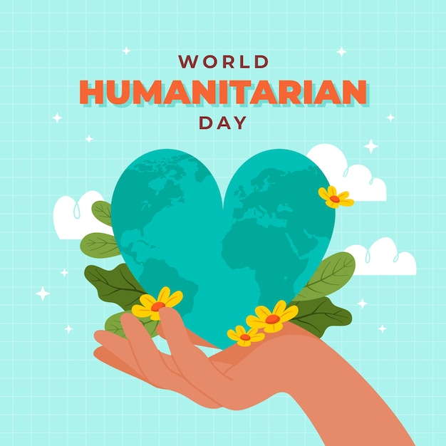 Flat world humanitarian day illustration