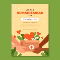 Flat world humanitarian day vertical poster template