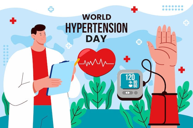 Vettore gratuito sfondo della giornata mondiale dell'ipertensione piatta