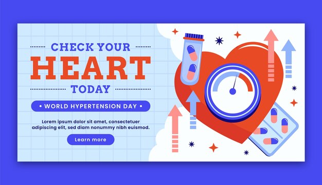 Flat world hypertension day horizontal banner template