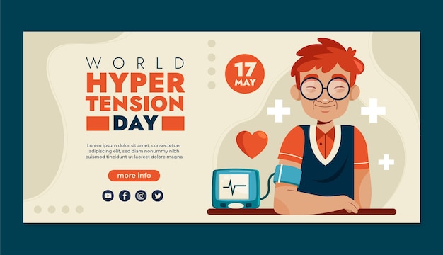 Flat world hypertension day horizontal banner template