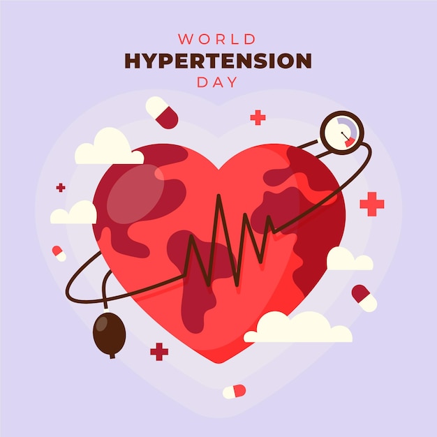 Flat world hypertension day illustration