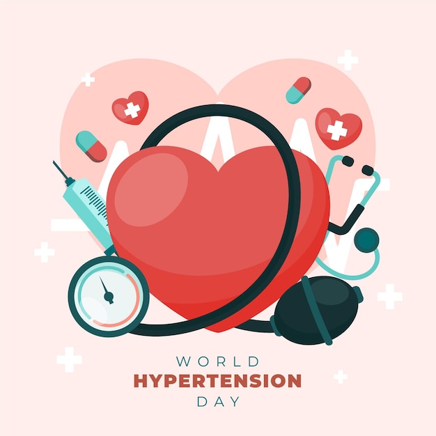 Flat world hypertension day illustration