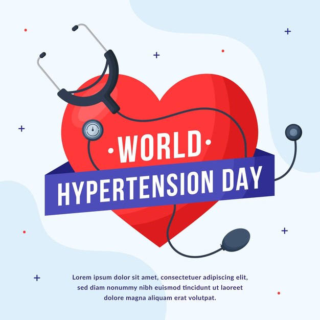 Flat world hypertension day illustration