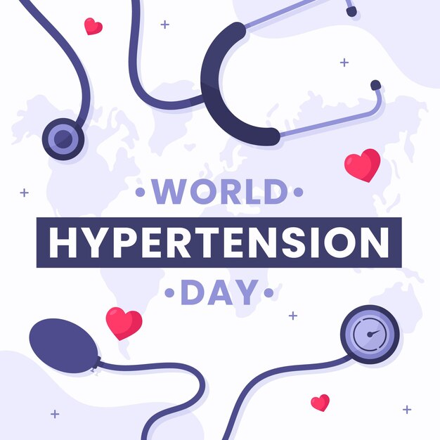 Flat world hypertension day illustration