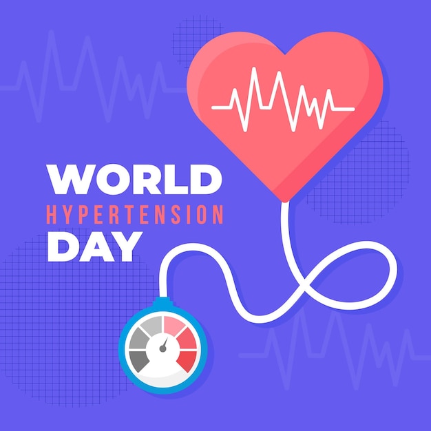 Flat world hypertension day illustration