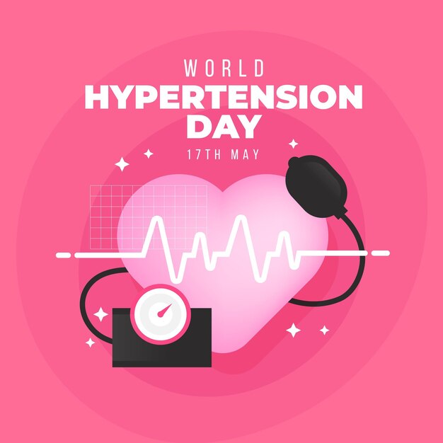 Flat world hypertension day illustration