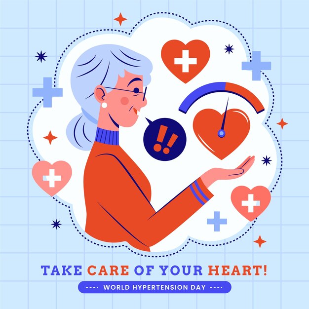 Flat world hypertension day illustration