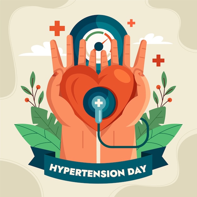 Flat world hypertension day illustration