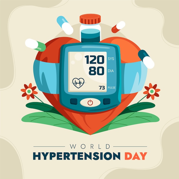 Vettore gratuito illustrazione di giornata mondiale ipertensione piatta