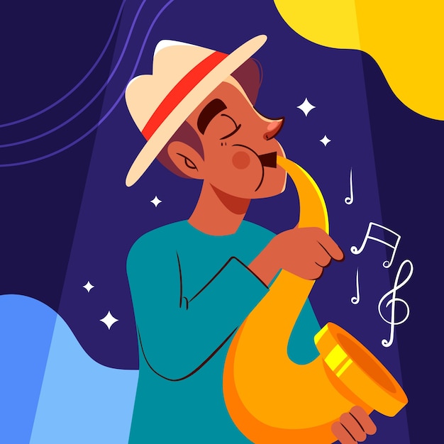 Vettore gratuito illustrazione piatta della giornata mondiale del jazz
