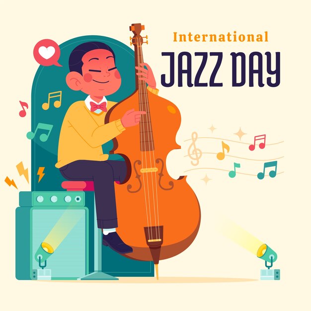 Free vector flat world jazz day illustration