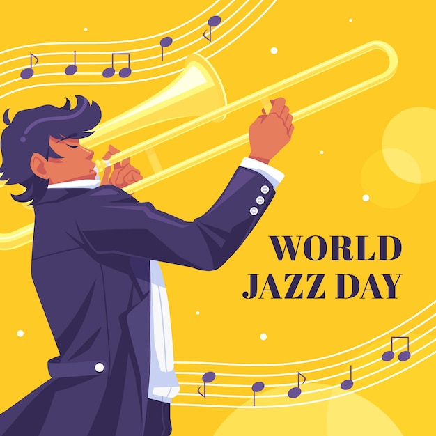 Иллюстрация плоского мирового дня джаза