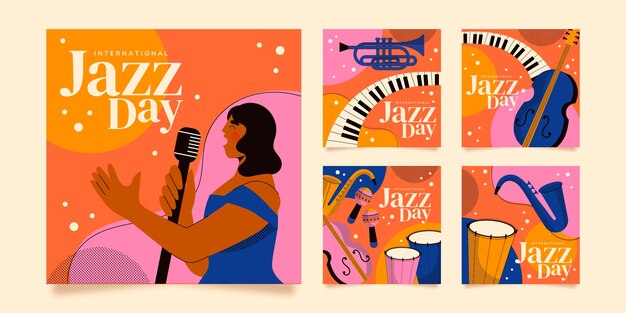 Flat world jazz day instagram posts collection