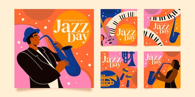 Flat world jazz day instagram posts collection