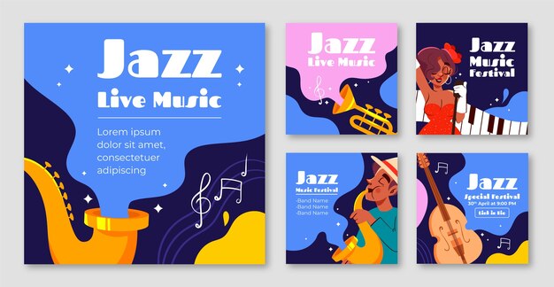 Flat world jazz day instagram posts collection