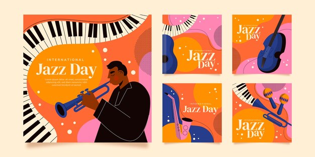 Flat world jazz day instagram posts collection