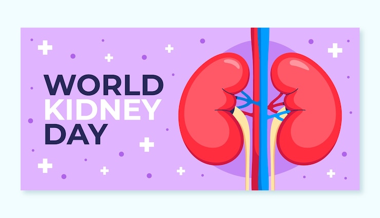 Free Vector flat world kidney day awareness horizontal banner template