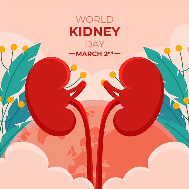 Free vector flat world kidney day illustration