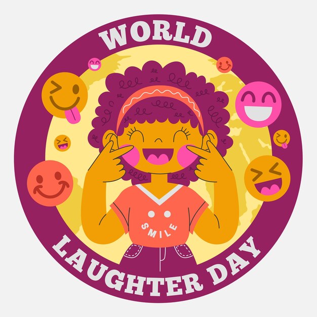 Flat world laughter day illustration