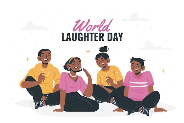 Flat world laughter day illustration