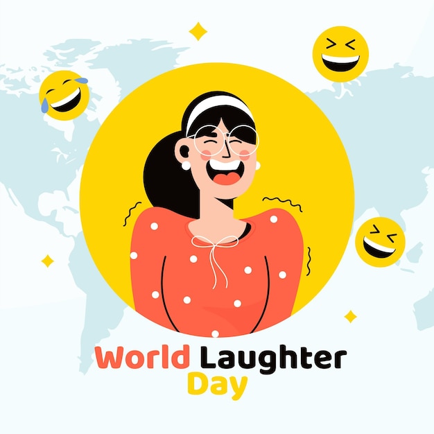 フラットな世界の笑いの日のイラスト