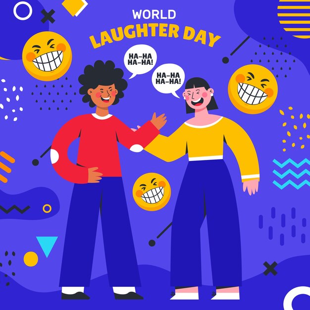 Flat world laughter day illustration