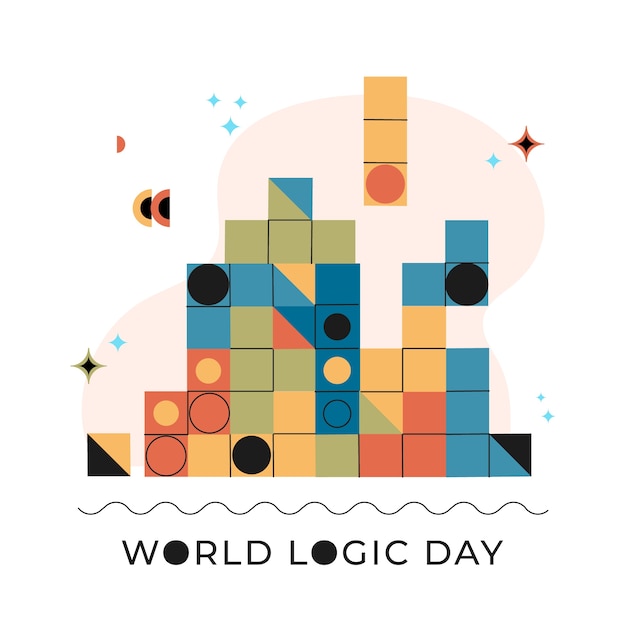Flat world logic day illustration
