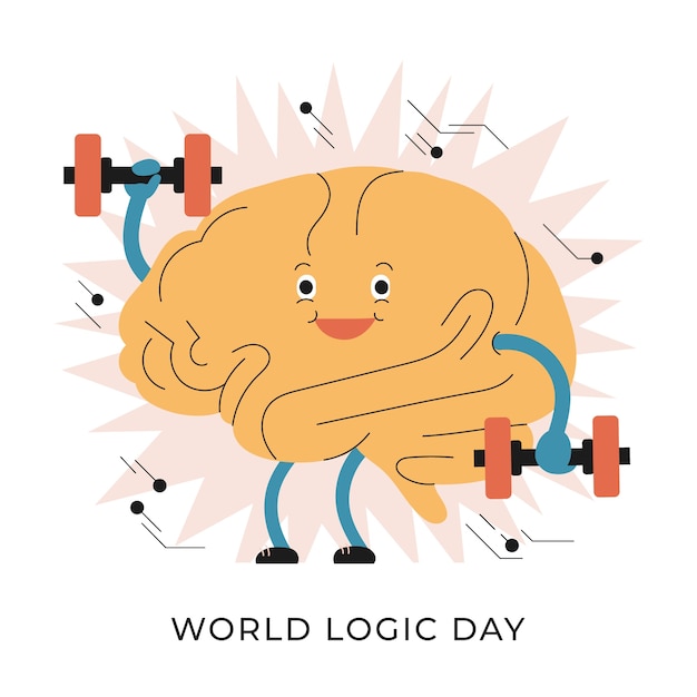 Flat world logic day illustration