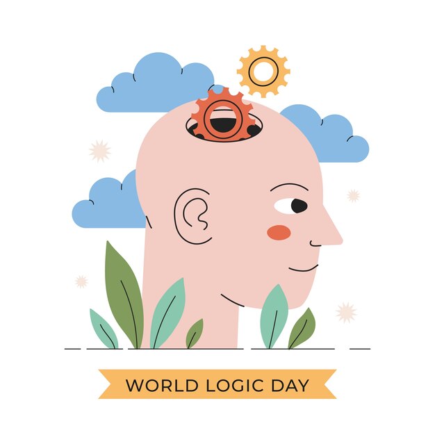 Flat world logic day illustration