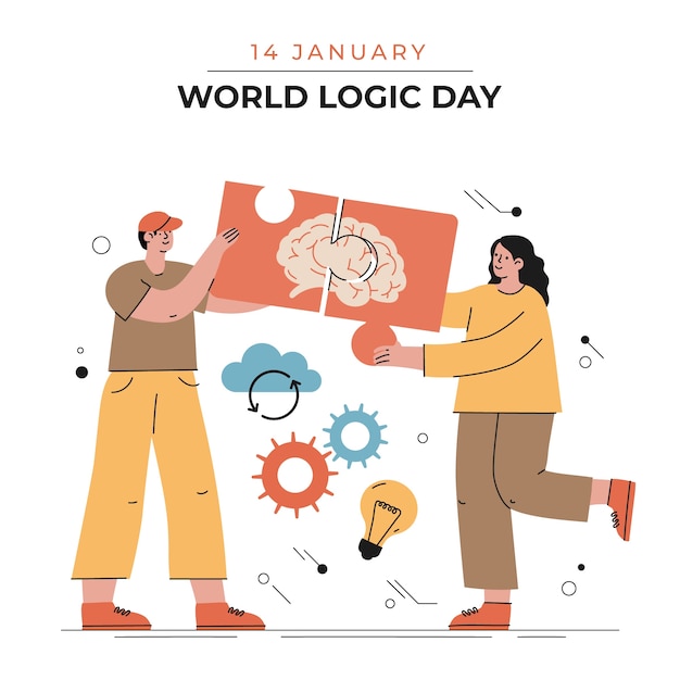 Flat world logic day illustration