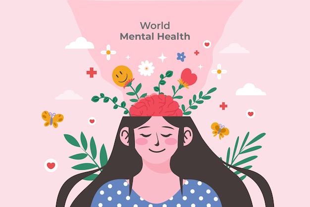 Free vector flat world mental health day background