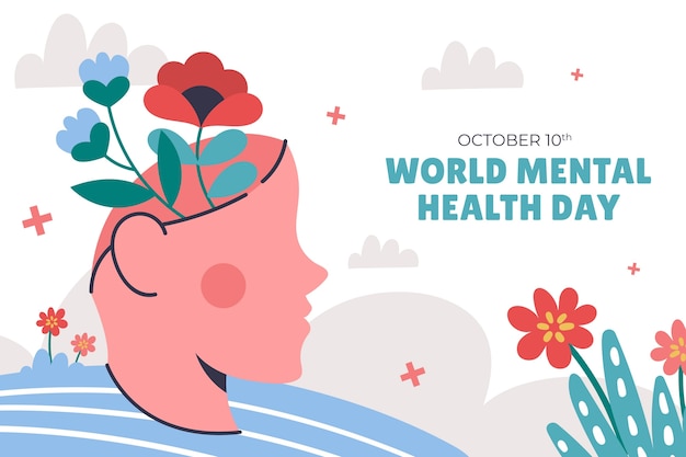 Free vector flat world mental health day background