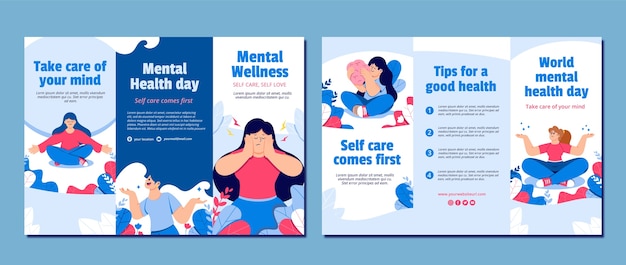 Free vector flat world mental health day brochure template