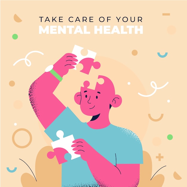 Flat world mental health day illustration