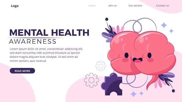 Flat world mental health day landing page collection