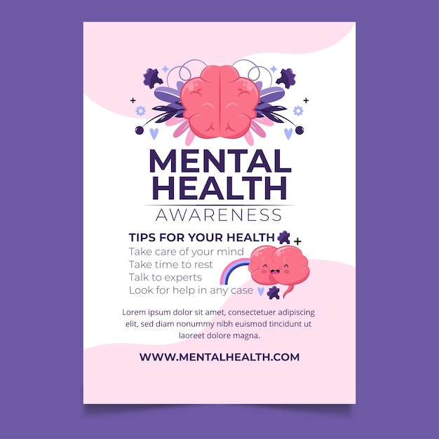 Flat world mental health day poster collection