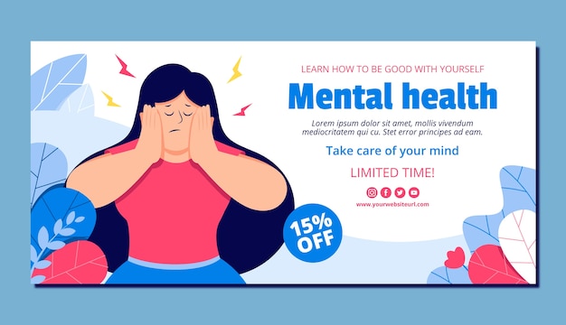 Free vector flat world mental health day sale banner template