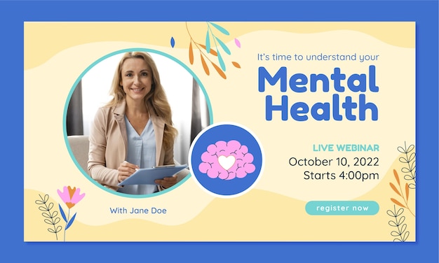 Free vector flat  world mental health day webinar template