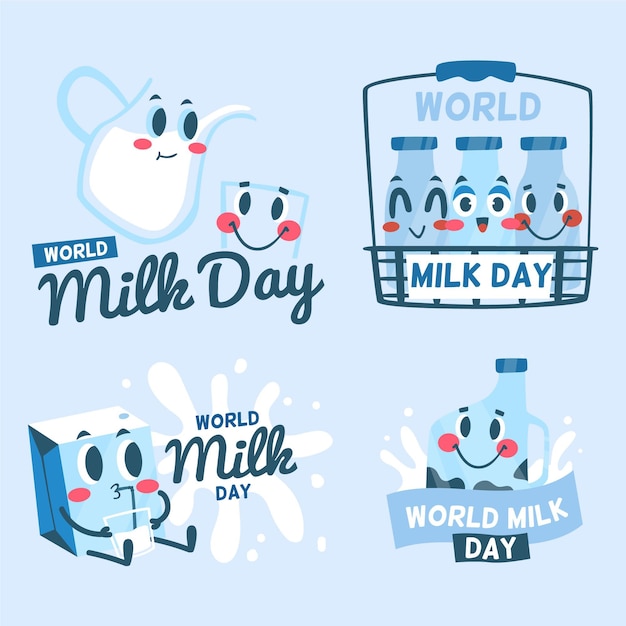 Flat world milk day badge collection