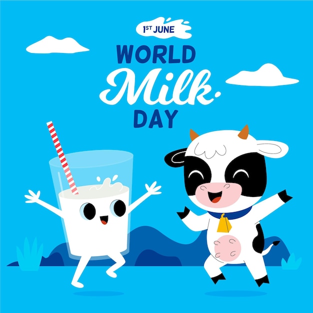 Flat world milk day illustration