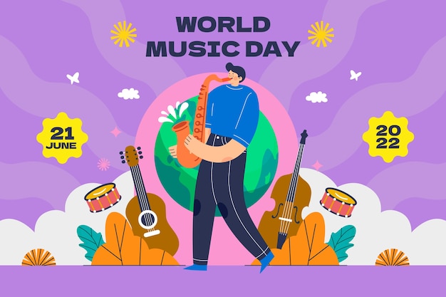 Free vector flat world music day background