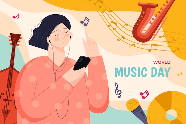 Free vector flat world music day background