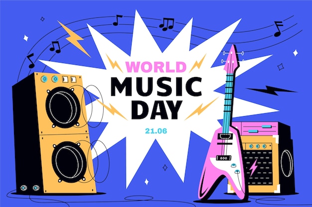 Free vector flat world music day background