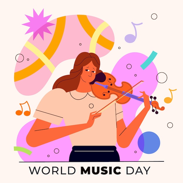 Illustrazione piatta della giornata mondiale della musica