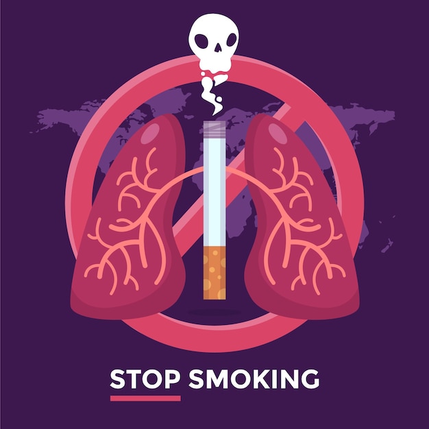 Flat world no tobacco day illustration