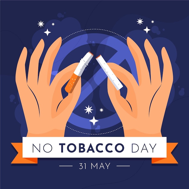 Flat world no tobacco day illustration